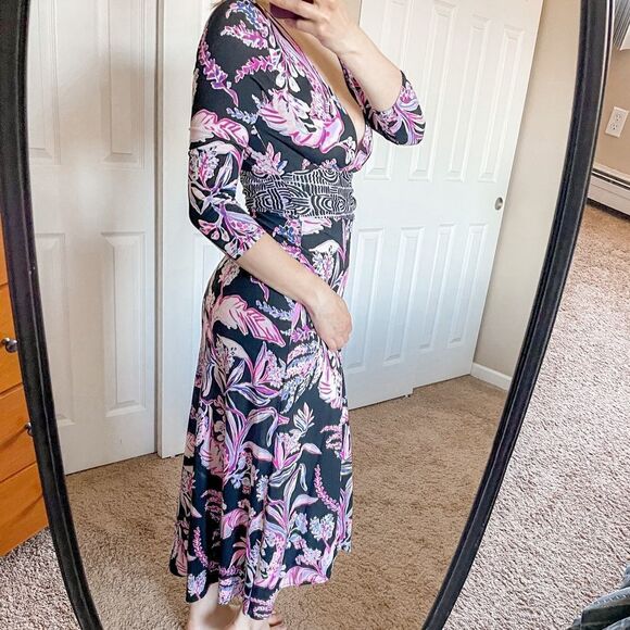 Lilly Pulitzer Fleuris Midi Dress Onyx Wild Within XS - Picture 2 of 11